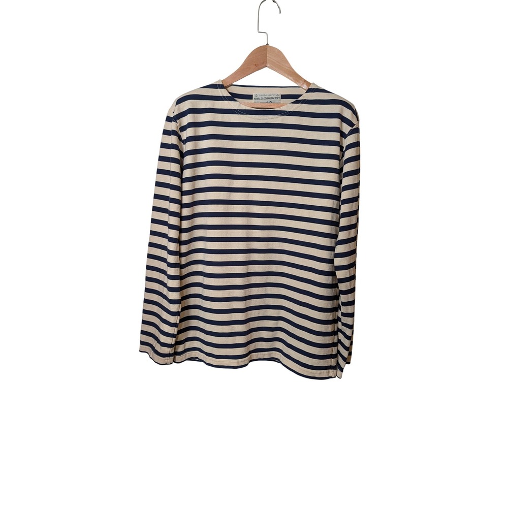Bronson Mfg Co Naval Clothing Factory Striped Long Sleeve Shirt Blue Cream 42